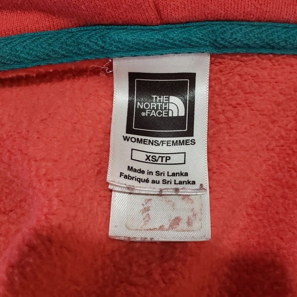 The North Face Womens XS 4 Embroidered Zip Hoodie Fleece Lined Coral Teal Jacket - Picture 11 of 15